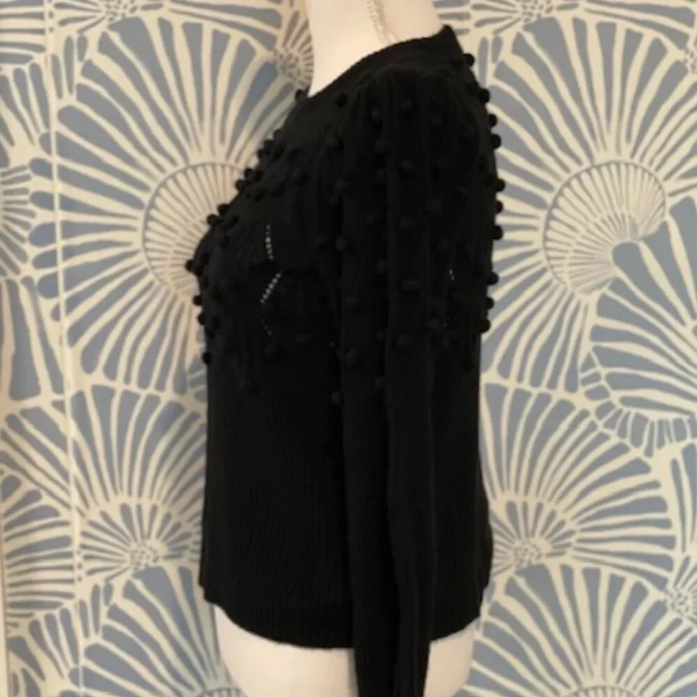 Lilly Pulitzer Black Nueve Bauble Knit Pom Pom Sweater Size XS - Picture 4 of 7